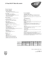 Preview for 2 page of Philips turbo drive VR550 Specifications