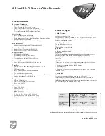 Preview for 2 page of Philips VR752 Specifications