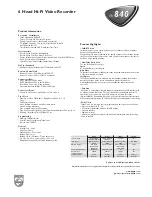 Preview for 2 page of Philips VR840 Specifications