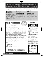 Предварительный просмотр 2 страницы Philips VRZ244 Owner'S Manual