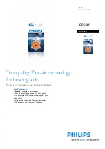 Preview for 1 page of Philips Zinc-air ZA13B6A Specifications