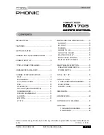 Preview for 3 page of Phonic MU 1705 User Manual