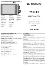 Preview for 1 page of Phonocar ANDROMEDA VM 508 Instruction Manual