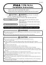 Preview for 1 page of Piaa 1100p Series Installation Instructions Manual