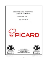 Preview for 1 page of Picard LP - 200 Series Operation, Maintenance And Parts Manual