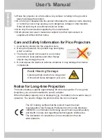 Preview for 2 page of PICO MobileCinema i70 User Manual