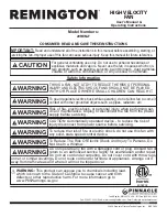 Pinnacle Climate Technologies Remington 20REM-F User'S Manual & Operating Instructions preview