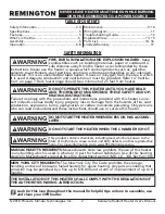 Preview for 2 page of Pinnacle Climate Technologies Remington REM-125-OFR-O User'S Manual & Operating Instructions