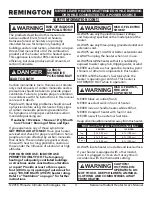 Preview for 3 page of Pinnacle Climate Technologies Remington REM-125-OFR-O User'S Manual & Operating Instructions