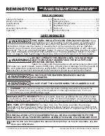 Preview for 2 page of Pinnacle Climate Technologies REMINGTON REM-140T-KFA-B User'S Manual & Operating Instructions