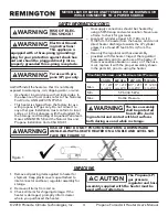 Preview for 4 page of Pinnacle Remington REM-125V-GFA-B User'S Manual & Operating Instructions