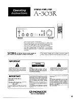 Pioneer A-303R Operating Instructions Manual preview