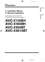 Preview for 1 page of Pioneer AVIC-X850BT Installation Manual