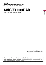 Предварительный просмотр 1 страницы Pioneer AVIC-Z1000DAB Operation Manual