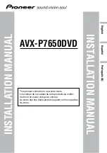 Preview for 1 page of Pioneer AVX-P7650DVD Installation Manual