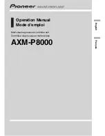 Pioneer AXM-P8000 - Controller Module Operation Manual preview