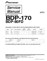 Preview for 1 page of Pioneer BDP-170 Service Manual