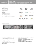 Preview for 2 page of Pioneer BDP 320 - Blu-Ray Disc Player Specifications