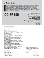 Предварительный просмотр 1 страницы Pioneer CD-SR100 Owner'S Manual