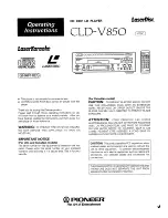 Preview for 1 page of Pioneer cld-v850 Operating Instructions Manual