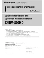 Preview for 1 page of Pioneer CNDV-800HD Upgrade Instructions And  Operation Manual Addendum