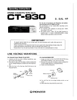 Pioneer CT-930 Operating Instructions Manual preview