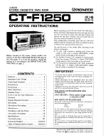 Pioneer CT-F1250 Operating Instructions Manual preview