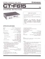 Pioneer CT-F615 Operating Instructions Manual preview