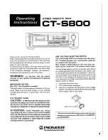 Pioneer CT-S800 Operating Instructions Manual preview