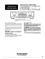 Preview for 1 page of Pioneer CT-W402R Operating Instructions Manual