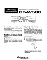 Preview for 1 page of Pioneer CT-W500 Operating Instructions Manual