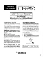 Pioneer CT-W510 Operating Instructions Manual preview