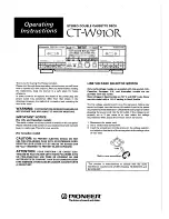 Pioneer CT-W910R Operating Instructions Manual preview