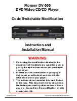 Preview for 1 page of Pioneer DV-505 Instruction And Installation Manual