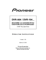 Preview for 1 page of Pioneer DVR-104 Operating Instructions Manual