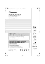 Preview for 1 page of Pioneer Elite BDP-62FD Operating Instructions Manual