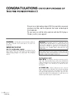 Предварительный просмотр 2 страницы Pioneer Elite DV-05 Operating Instructions Manual