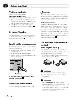 Preview for 8 page of Pioneer FH-P80BT Operation Manual