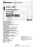 Pioneer GEX-P10HD - HD Radio Tuner Owner'S Manual preview