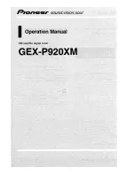 Pioneer GEX-P920XM - XM Radio Tuner Operation Manual preview