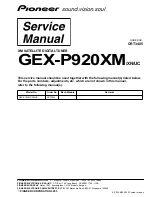 Pioneer GEX-P920XM - XM Radio Tuner Service Manual preview