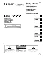 Pioneer GR-777 Operating Instruction preview