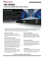 Предварительный просмотр 1 страницы Pioneer HD-V9000 Specification Sheet