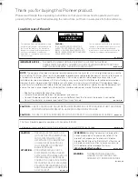 Предварительный просмотр 2 страницы Pioneer HTZ-370DV Operating Instructions Manual