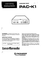 Pioneer Laser Karaoke PAC-K1 Operating Instructions Manual preview