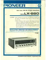 Preview for 1 page of Pioneer LX-880 Installation, Operating And Service Manual