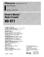 Предварительный просмотр 1 страницы Pioneer ND-BT1 Owner'S Manual