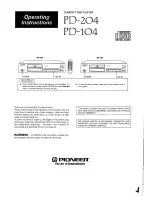 Pioneer PD-104 Operating Instructions Manual preview