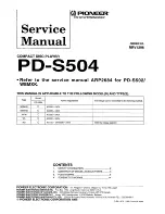 Предварительный просмотр 1 страницы Pioneer PD-S504 Service Manual