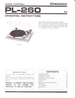 Preview for 1 page of Pioneer PL-260 KU Operating Instructions Manual